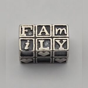Soufeel 925 Sterling Silver “Family” Block Charm | Heart Detail Bead 💞